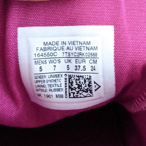 Converse CTAS OX Fuchsia Red Glitter Sneaker NIB - Picture 7 of 7